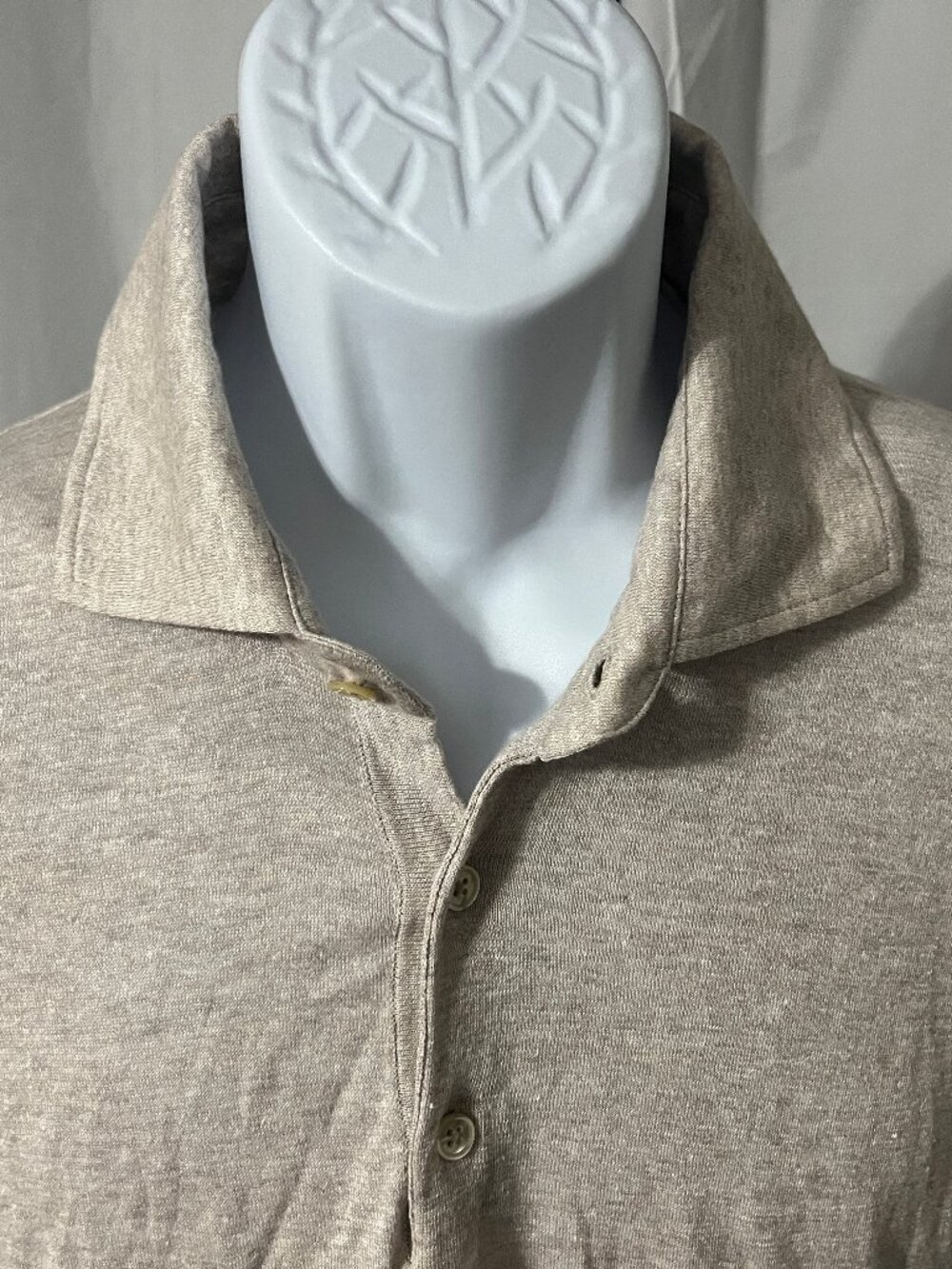 🌾 Filippucci Men’s Tan Fleck Linen Blend Short Sleeve Polo Shirt 52 2XL/3XL 🧵